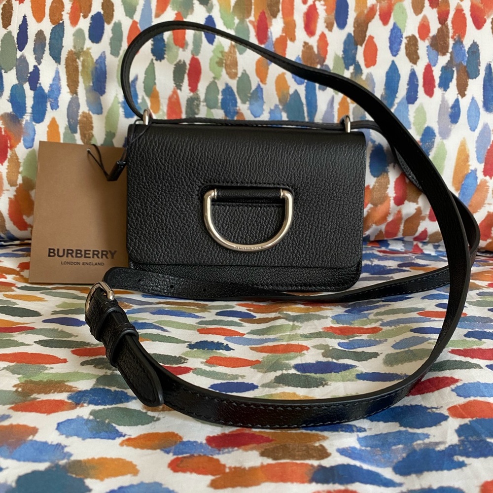 Burberry Mini D-Ring Leather Crossbody Bag, Black, NWT